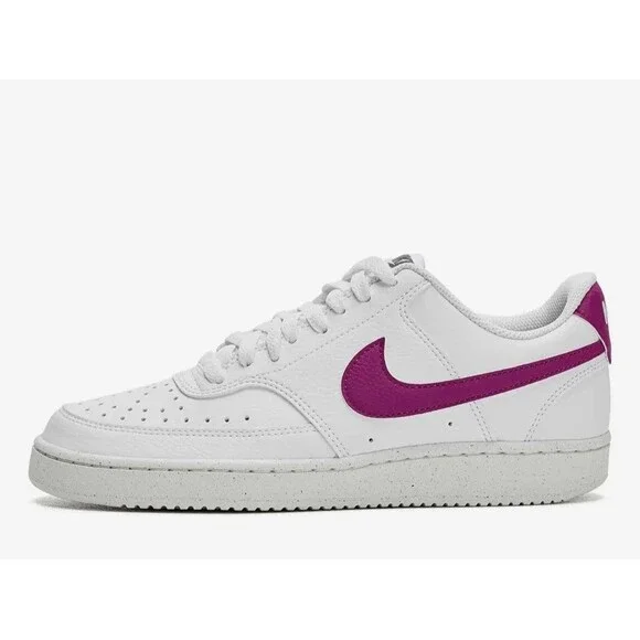 NEW Women Nike Court Vision Low Next Nature Shoes US 7.5 White W/Magenta Swoosh - Picture 4 of 16